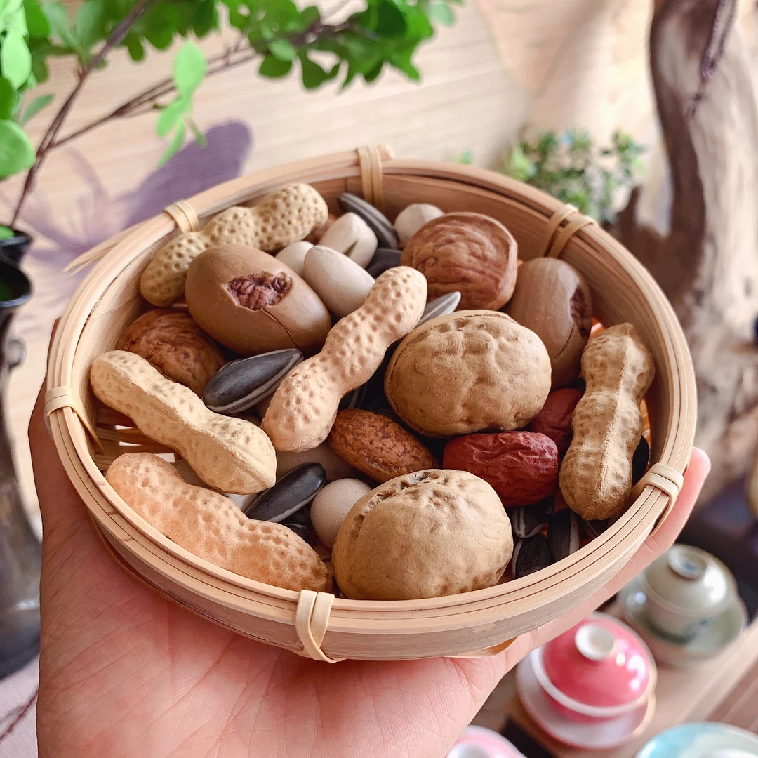 宜兴紫砂仿真花生瓜子干果巴旦木碧根果红枣核桃
