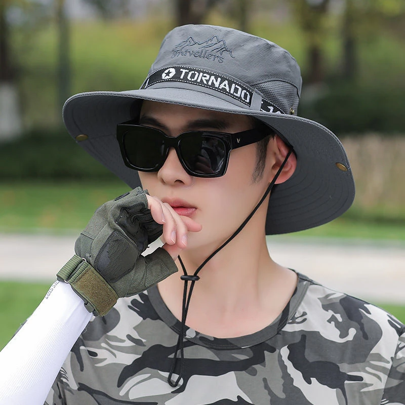 钓鱼帽男防晒遮阳帽登山帽男夏天防紫外线防嗮帽太阳帽夏季渔夫帽