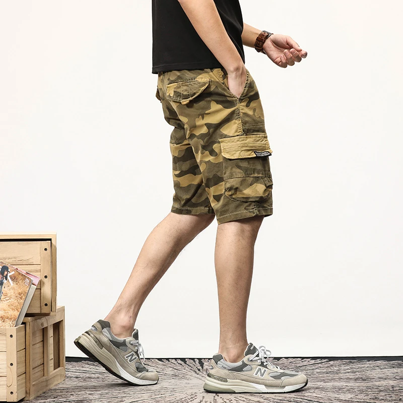 帛爵公羊 9383 夏季薄款外穿五分裤迷彩复古休闲短裤男宽松潮工装