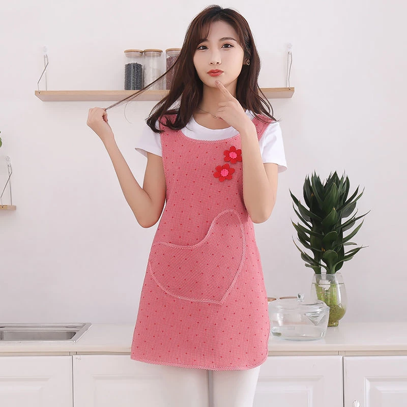 围裙女士女款防污家用防尘洋气薄款时尚背带成人围腰加套袖工作服