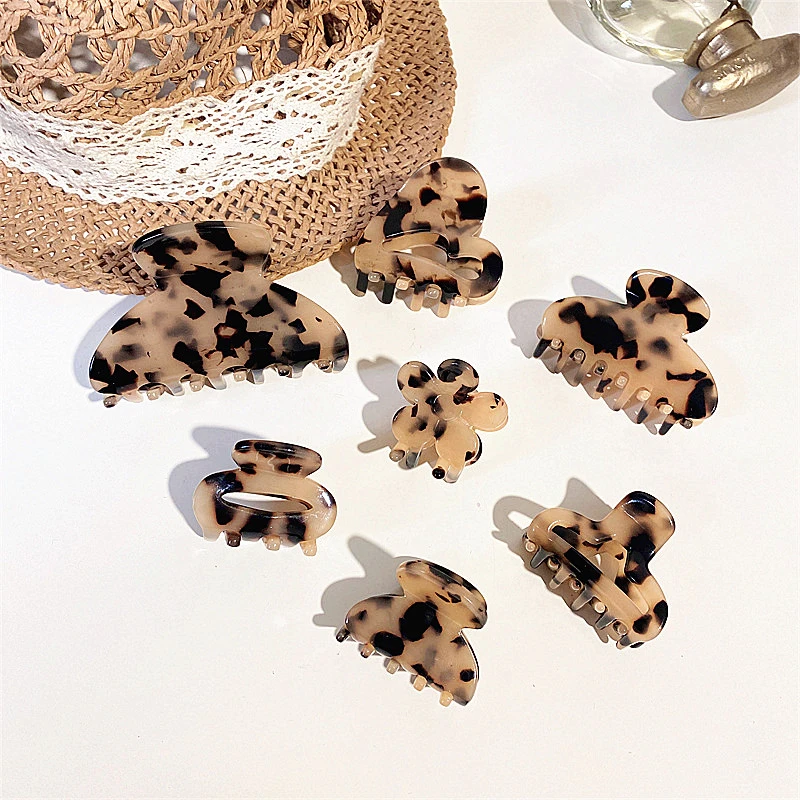 非金属树脂发饰 高马尾发夹豹纹抓夹刘海夹边夹碎发夹子头饰可爱