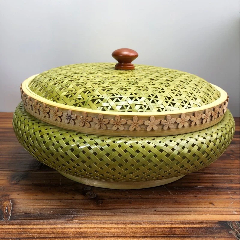 竹编制品竹编筐收纳篮子收纳筐复古储物盒茶具整理果篮客厅桌
