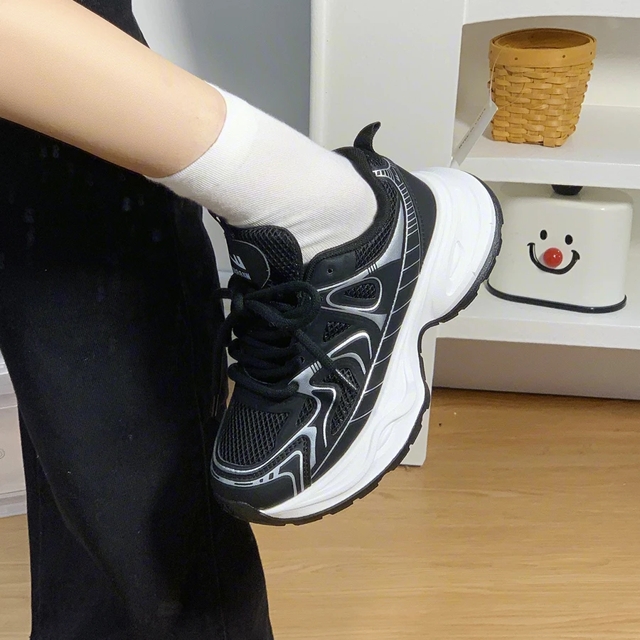 回力黑色老爹鞋女2025新款爆款休闲鞋厚底增高情侣潮鞋港风运动鞋