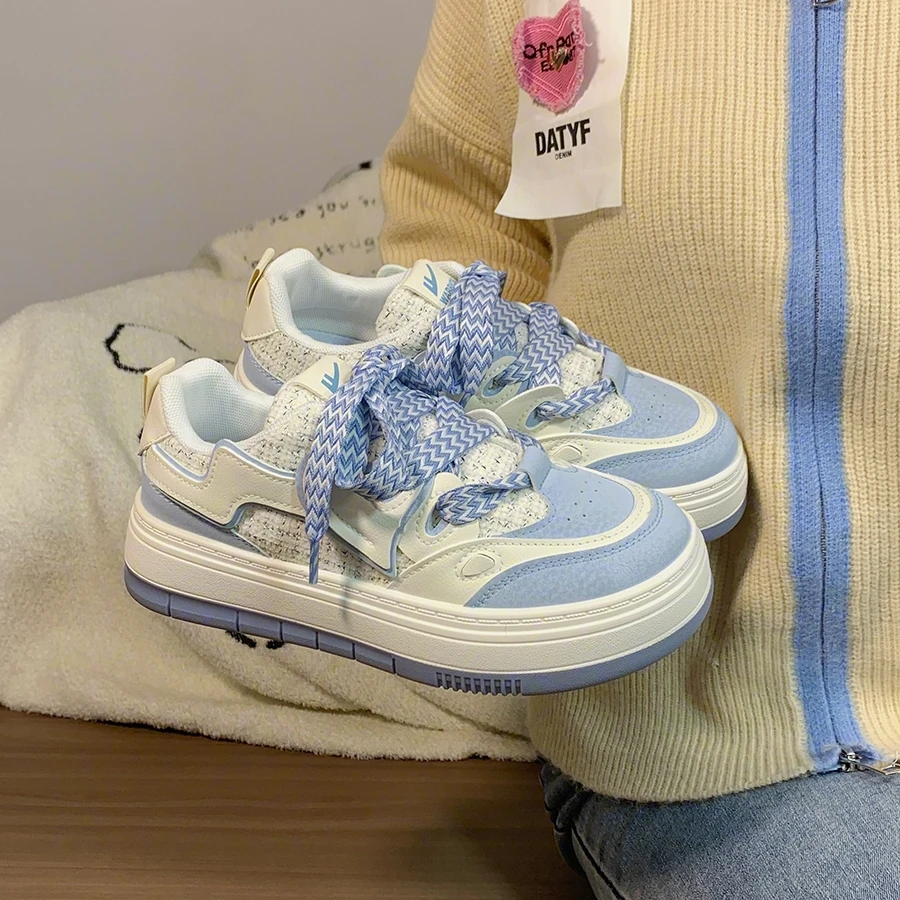 回力雾霾蓝小白鞋女2025新款小众原创休闲鞋ins潮厚底韩版板鞋女