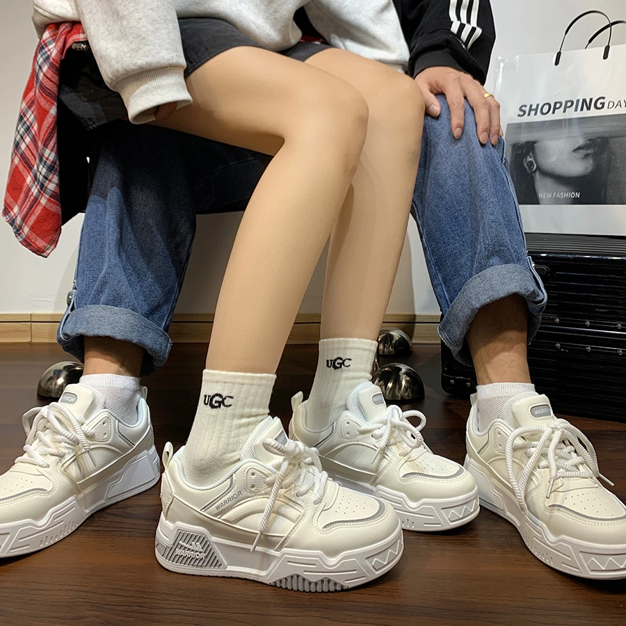 回力白色小白鞋情侣款2025新款美式复古面包鞋厚底增高韩版板鞋潮