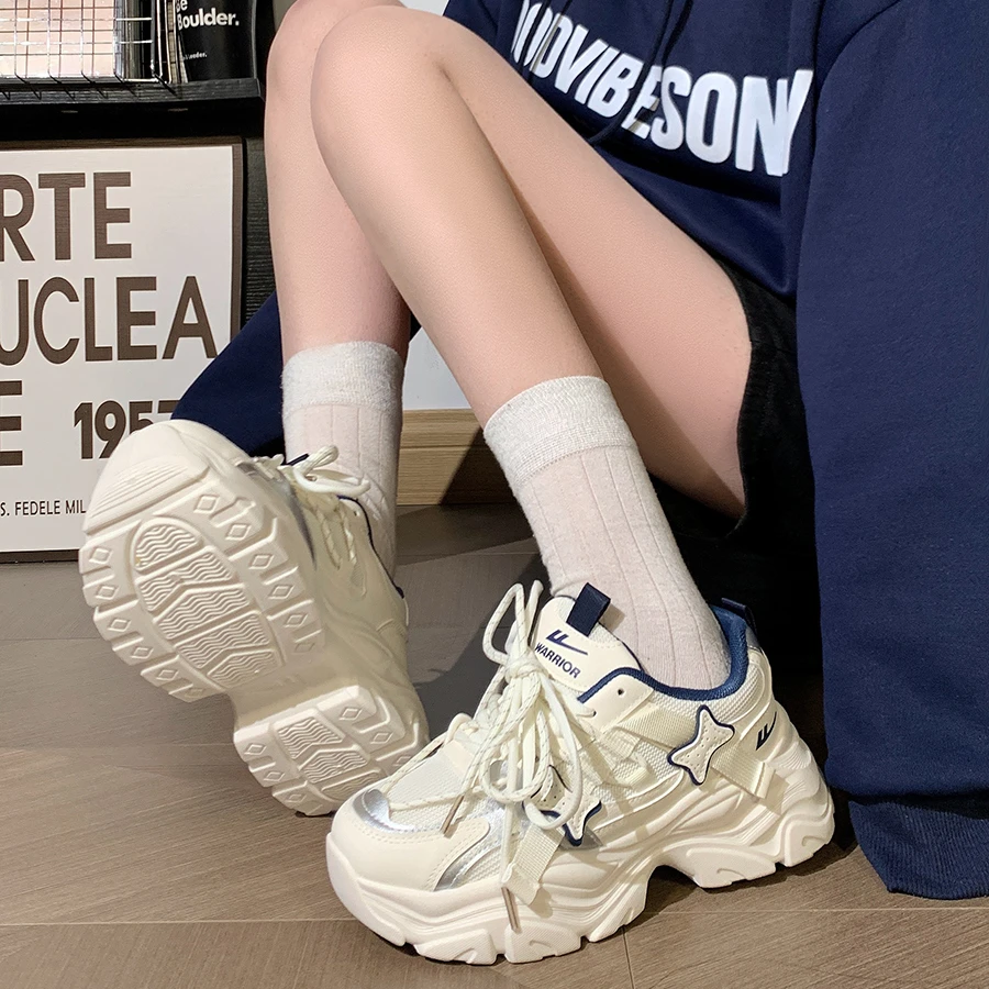 回力雾霾蓝星星老爹鞋女2025新款爆款厚底运动鞋学生百搭休闲鞋女