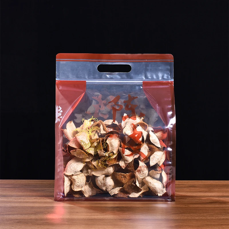 陈皮包装袋子新会特产八边封食品级胶密封手提拉链透明礼品袋有质