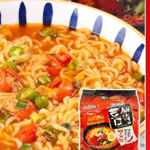 韩国八道极地麻辣汤面热辣进口韩式速食方便面泡面拉面5连包600g