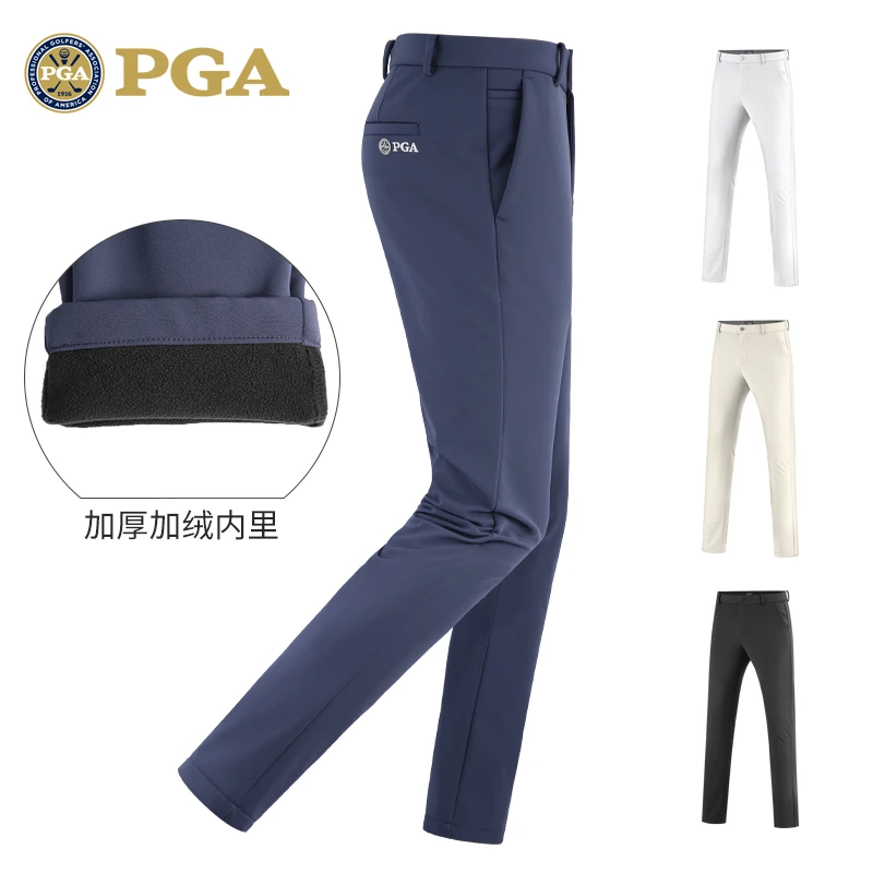 美国PGA 加绒加厚高尔夫裤子男士秋冬季防水球裤服装男装衣服长裤