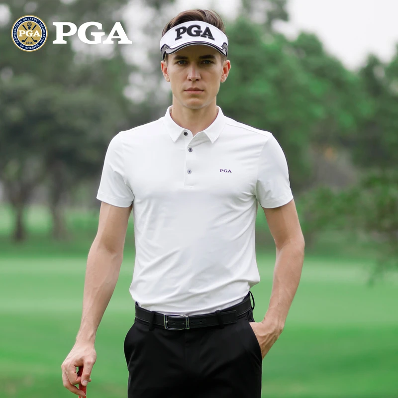 美国PGA 2025新品 高尔夫服饰 男士短袖t恤 透气速干 男装衣服