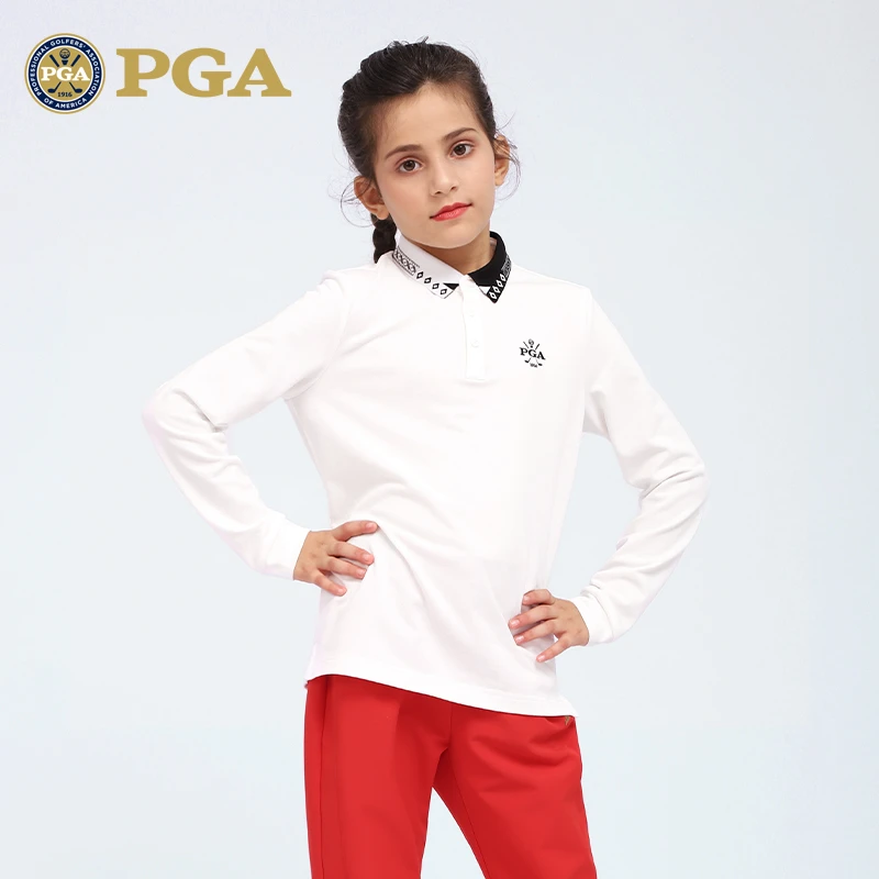 美国PGA 2025新款 儿童高尔夫衣服 女童春秋服饰 长袖T恤运动童装