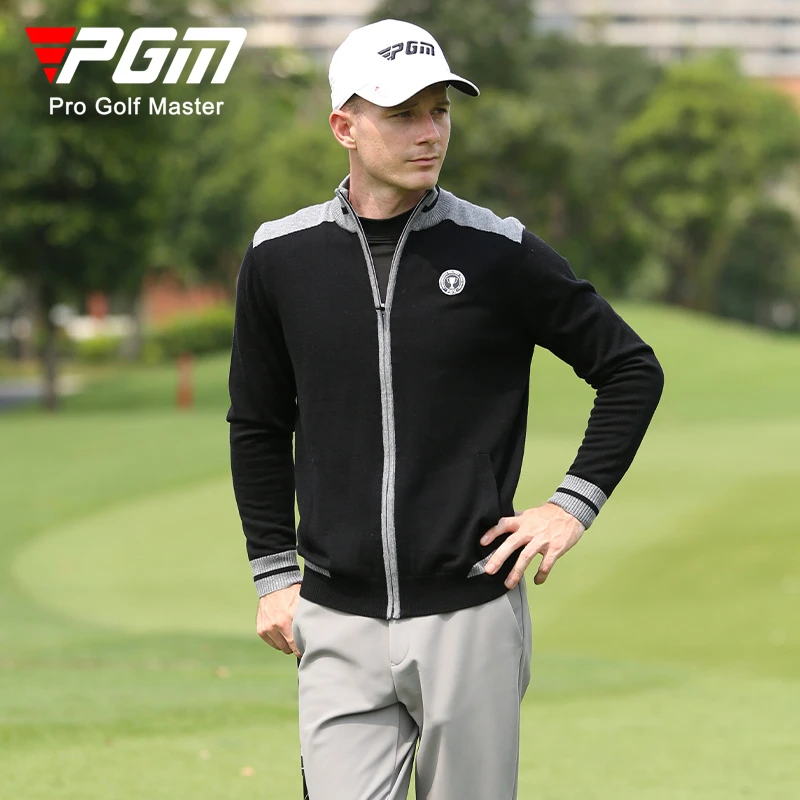 PGM 秋冬季 高尔夫服饰男士长袖t恤立领加厚丝光羊毛golf男装衣服