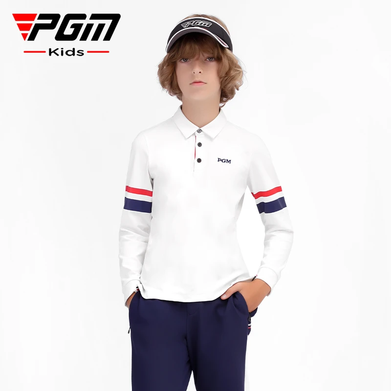PGM青少年高尔夫衣服春秋季男童长袖T恤2025新高尔夫童装运动服饰