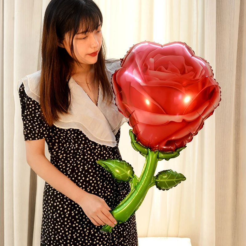 七夕520情人节求婚场地布置铝膜玫瑰花气球造型婚房生日派对装饰