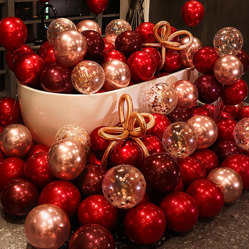 结婚红色气球装饰网红浪漫创意婚房场景布置女方卧室婚礼婚庆用品