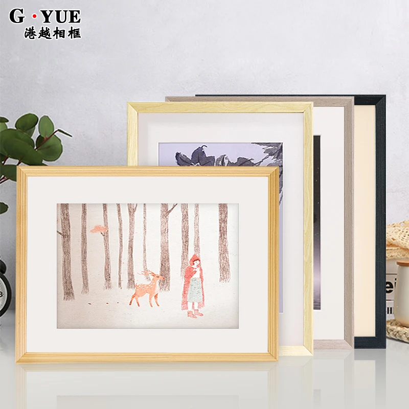 实木画框装裱相框挂墙16 20 24 36寸外框架a3A4素描木质4k8开定制