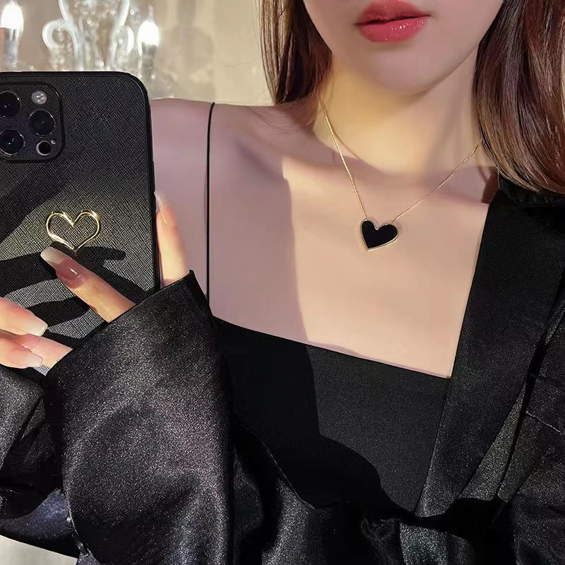 钛钢项链 钛钢小众设计感爱心项链女潮网红简约百搭短款气质ins