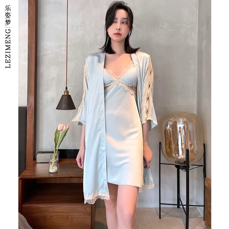 2024新款性感睡衣女夏蕾丝镂空火辣网纱吊带睡裙睡袍春季冰丝薄款