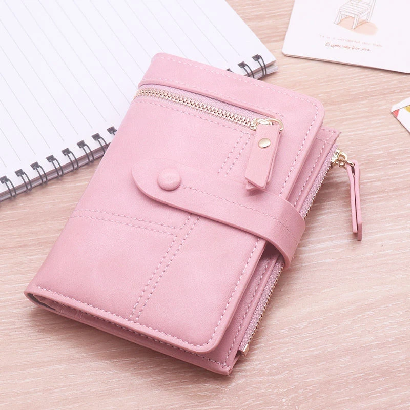 2025新款女士钱包短款拉链皮夹时尚折叠手拿包大容量卡包女三折