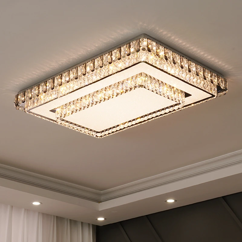 现代大气简约水晶客厅灯led家用长方形轻奢餐厅大客厅主卧室灯具