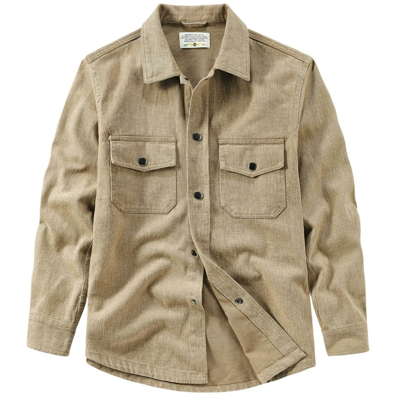 VIP秋季长袖衬衫外套男士牛仔休闲衬衣工装夹克日系复古上衣潮流