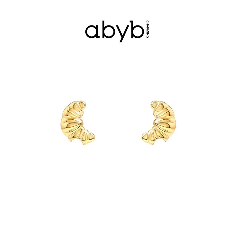 ABYBCHARMING 铜合金耳饰 小金锭耳环耳钉小众气质简约时尚素款