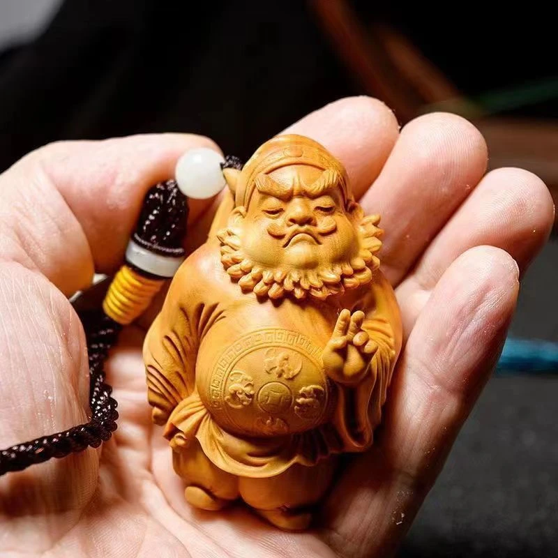 崖柏天师钟馗工艺精湛把玩摆件车载雕刻把件手把件手工貔貅个性
