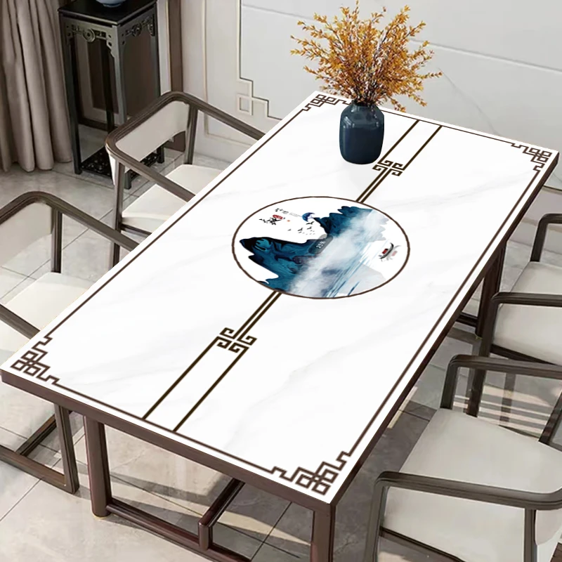 中式 皮革餐桌垫高级桌垫桌布桌布茶几布长方形桌布轻奢防水家用