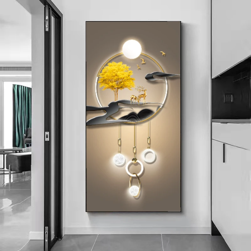 【玄关画】玄关装饰画挂画入户进门过道轻奢现代简约金框晶瓷画抽象