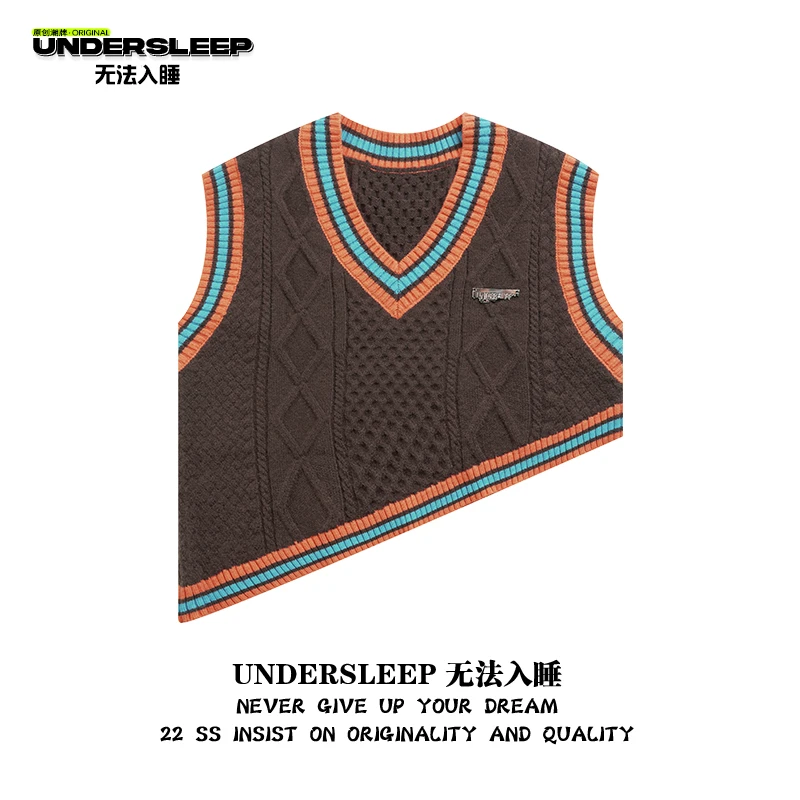 UNDERSLEEP 无法入睡 潮牌设计感针织短款背心宽松上衣 22737