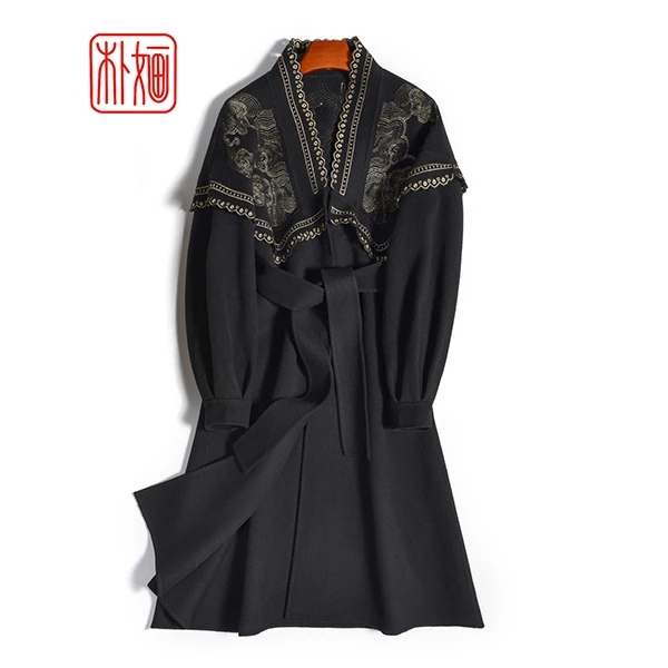 【PUHUA-朴婳】金丝祥云 女装大衣 21203