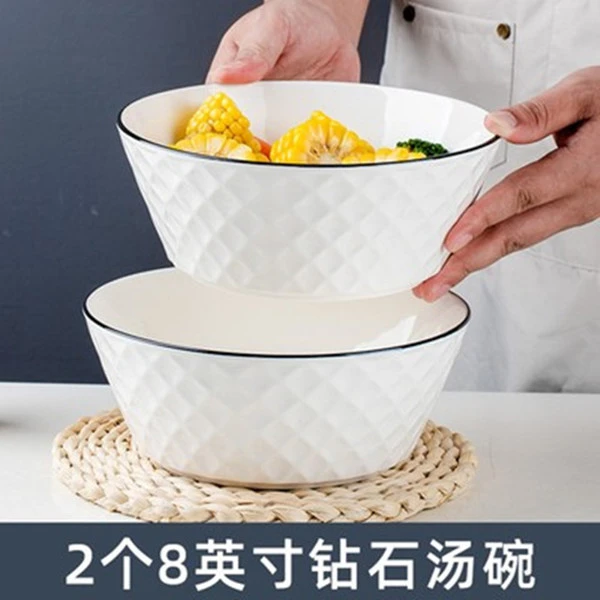 新款大号汤碗家用陶瓷面碗个性饭碗大容量瓷碗可微波炉配大汤勺