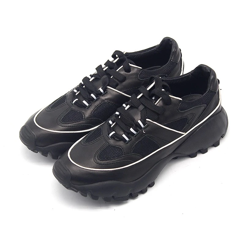 JINIWU吾倪季2025运动鞋轻舒适透气街头牛皮皮鞋手工纯黑潮爆男鞋