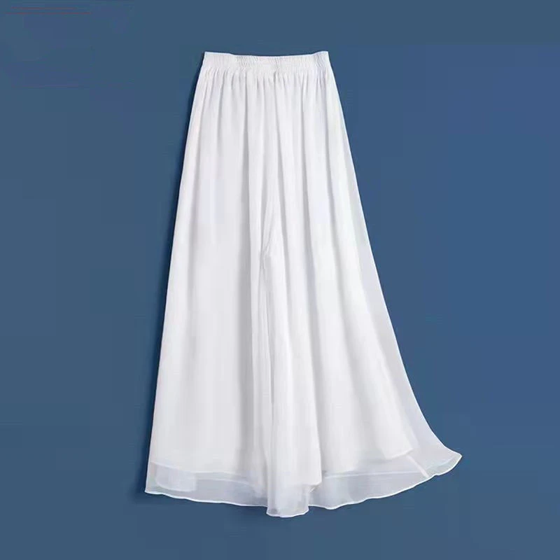 古典舞现代舞双层练功服裤民族舞成人女表演服白色雪纺宽松阔腿裤