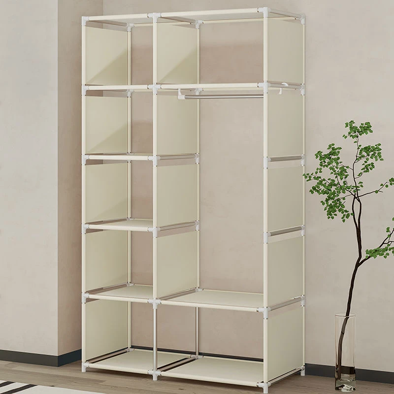 落地挂衣架家用卧室组装收纳柜子出租房衣橱宿舍小储物柜结实耐用
