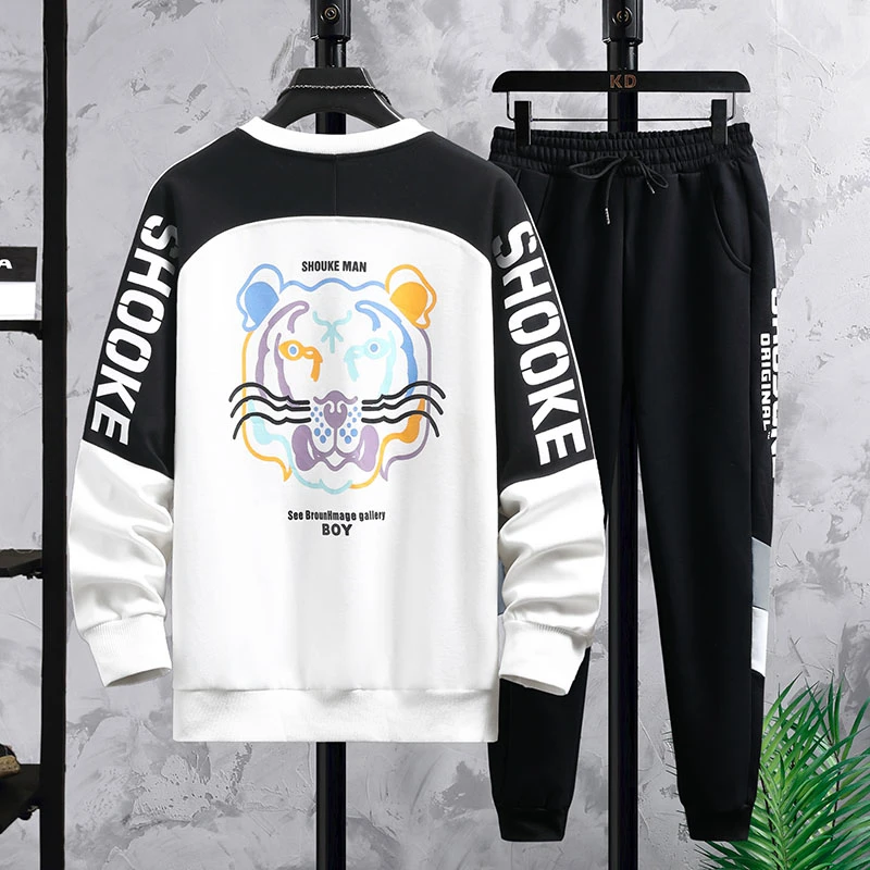 2022秋季初中生潮流虎头青少年T恤休闲卫衣套装大童HX6647