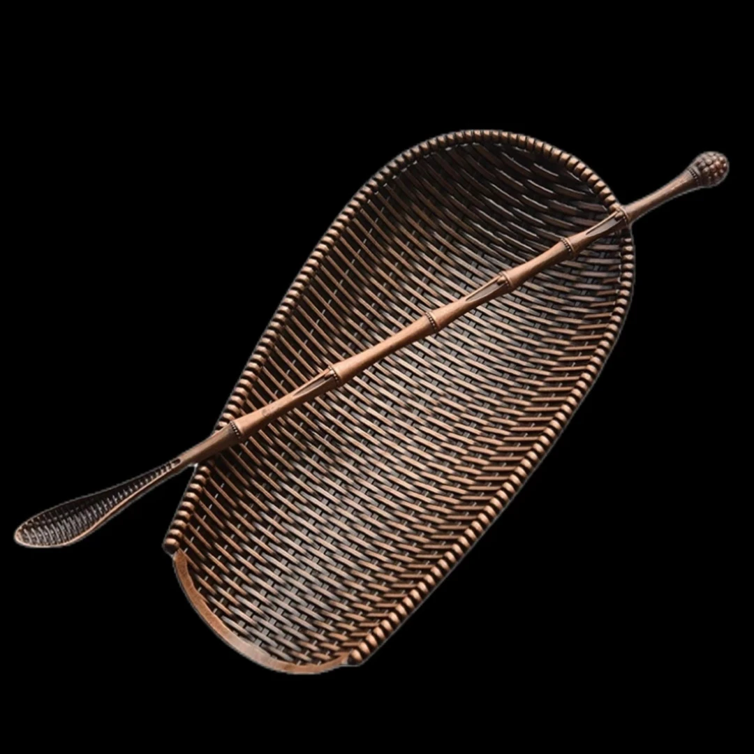 茶荷茶道配件合金材质创意编织茶匙茶则茶拨茶勺功夫茶具家用禅意