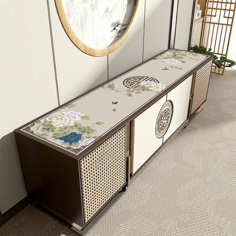 新中式国风电视柜桌垫长条盖布轻奢高级感鞋柜餐边柜台面保护垫子
