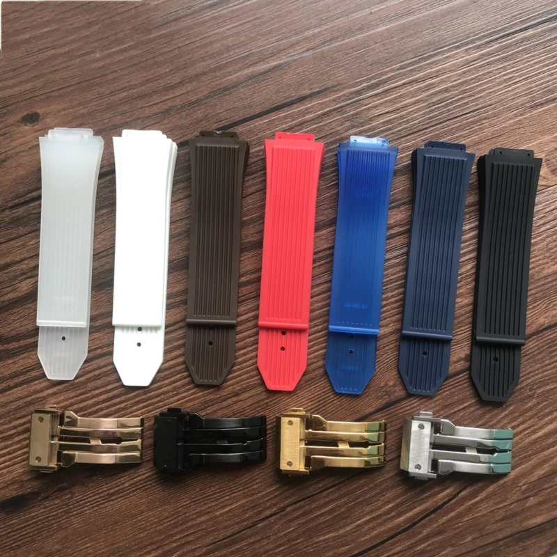 适配恒宝橡胶手表带男HUBLOT 宇舶大爆炸硅胶表链透明白色26*17MM