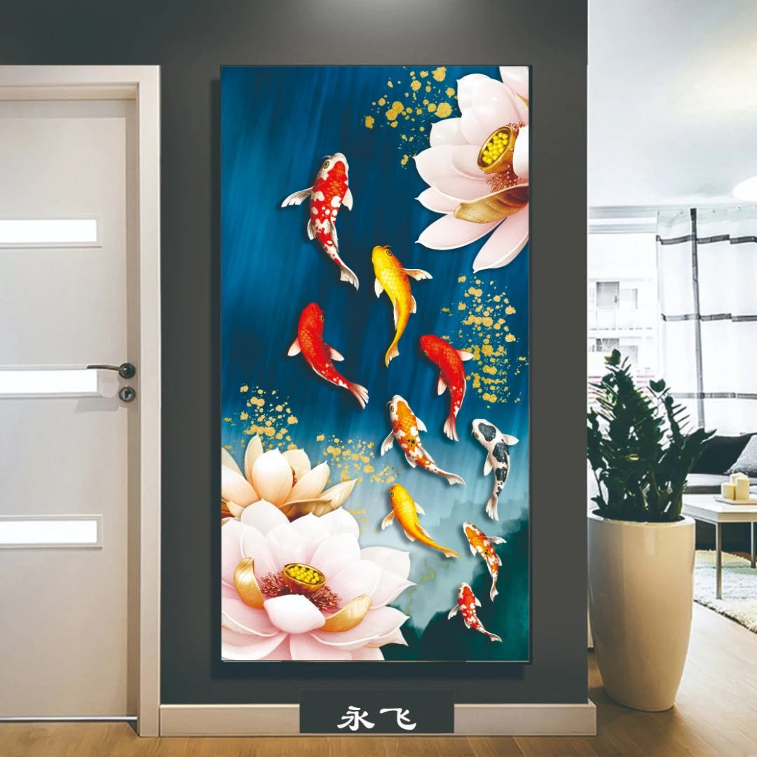 新疆包邮(永飞)玄关 晶瓷装饰画(九鱼系列)