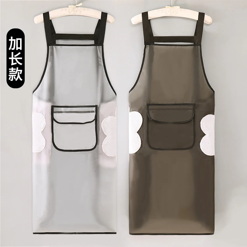 防水防油TPU围裙加长款男女厨房家务清洁透明围腰餐饮水产工作服