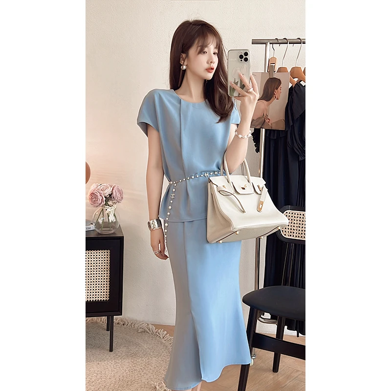 【PINZIKO】摩登丽人~简约显瘦女神轻奢时尚气质短袖套装女TJC302