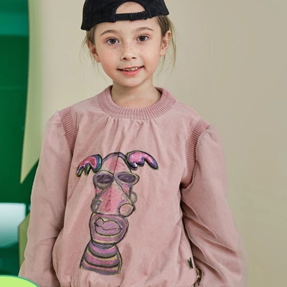 小日着原创设计童装春秋洋气儿童上衣女童圆领套头卫衣 21DT6235V