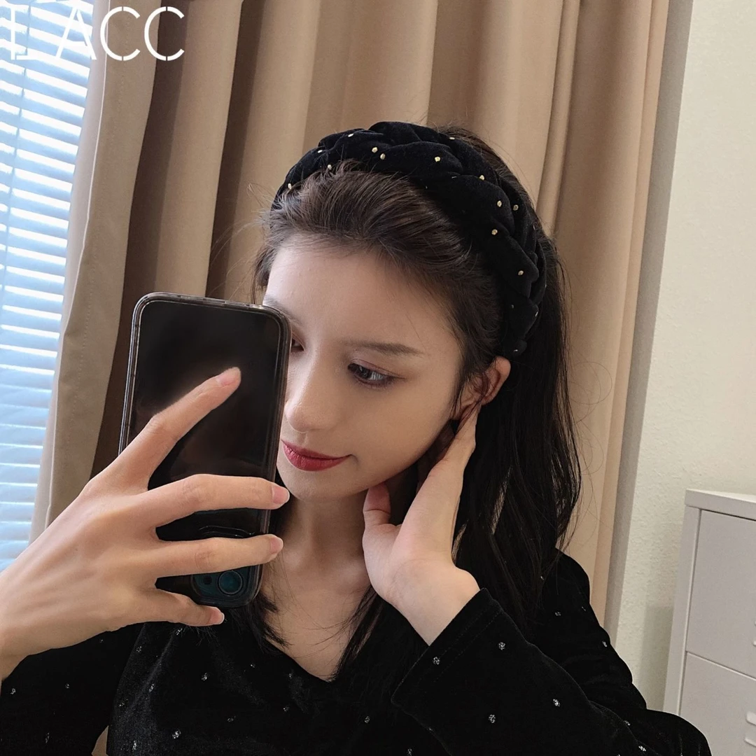 布艺发饰 高级发箍女宽边防滑气质头箍丝绒高颅顶头箍女发卡头饰