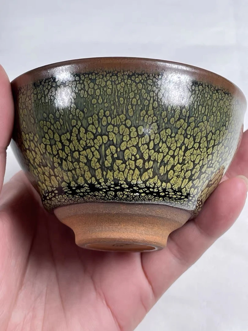 张国平绿鹧鸪建盏茶杯水吉建盏油滴中式茶杯单个铁胎主人品茗杯