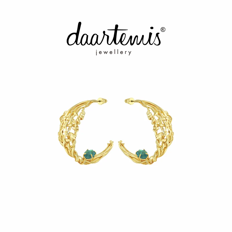合金合成锆石耳饰 daartemis达弥竹子编织高级小众时尚金色耳环