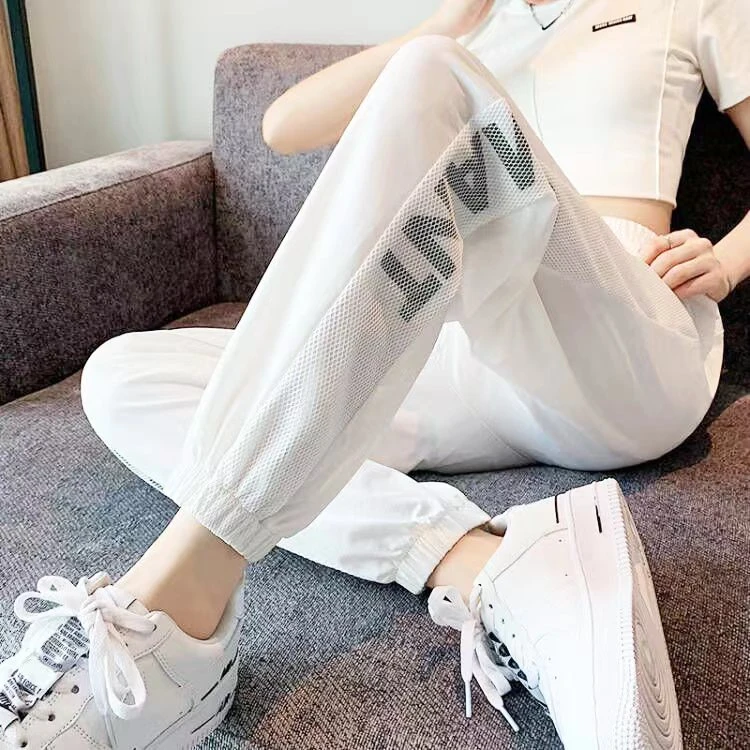 【D2525】冰丝速干运动裤女夏季薄款束脚休闲哈伦裤小个子防蚊裤