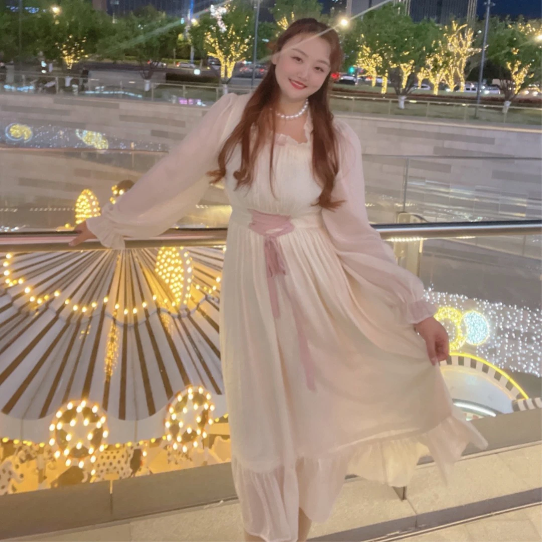 ｛奶油恋人｝钻石家大码春名媛胖mm连衣裙减龄仙女裙 DOP2254