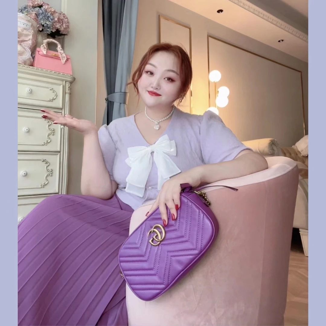 ｛葡萄芝士｝钻石家大码小香风上衣胖mm名媛短袖半身裙 DTZ2219