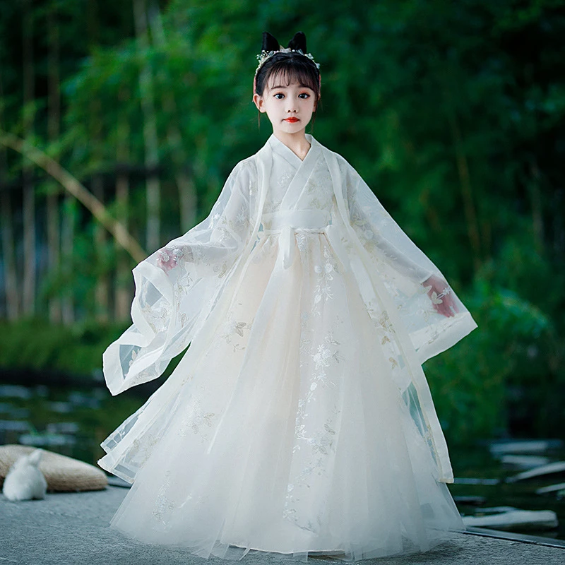 女童古装汉服春秋超仙中国风儿童唐装襦裙长袖女孩古风连衣裙夏季